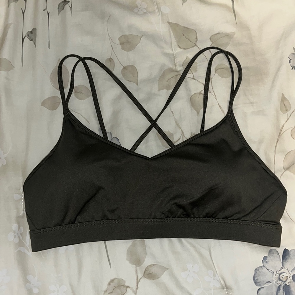 Olive Green Strappy Sports Bra